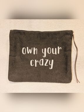 Canvas "find your balance" 7"x9.5" Lined Cosmetic Bag NEW WITH TAGS